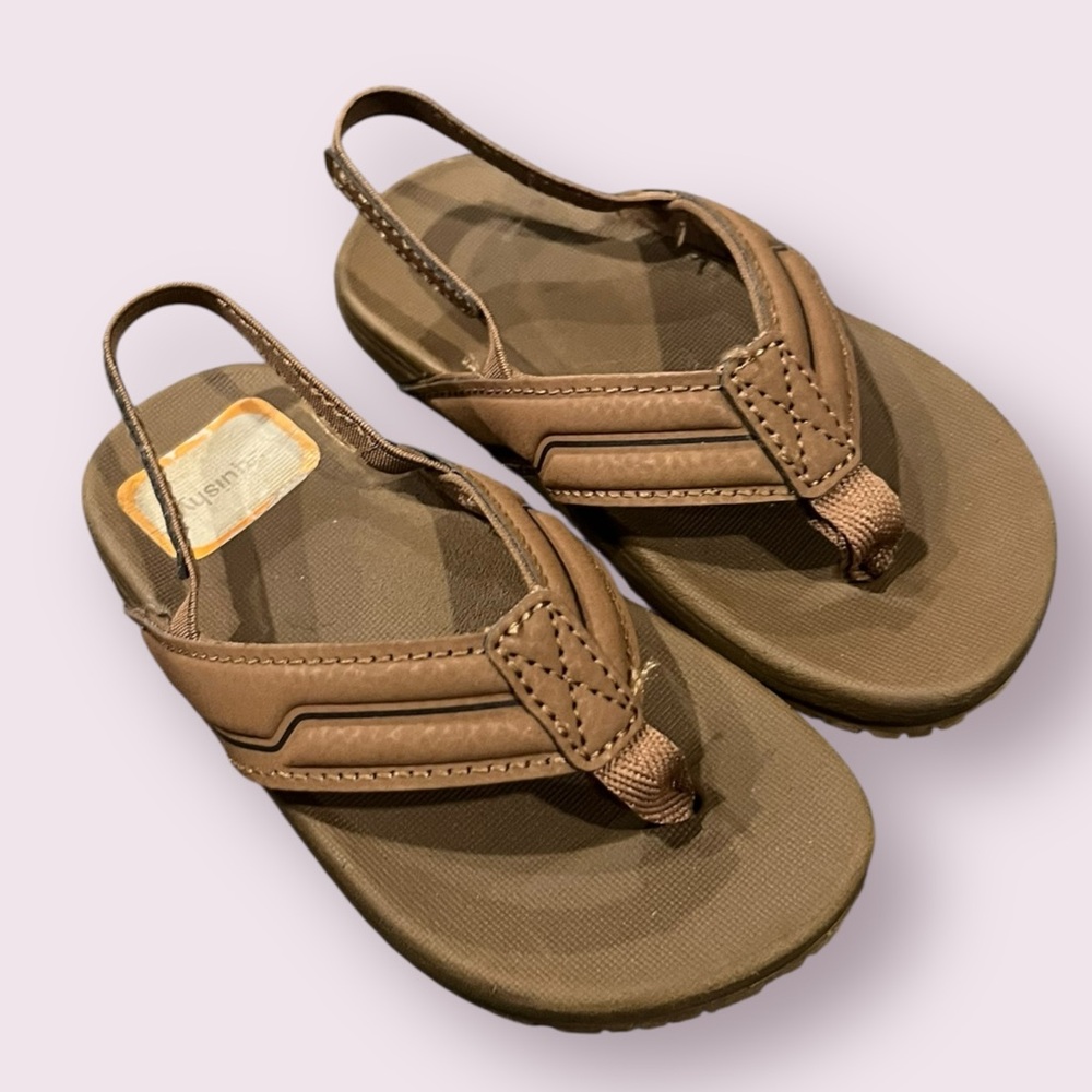 Brown Toddler Flip Flop Sandals w/ Back Strap (Sz 7-8)